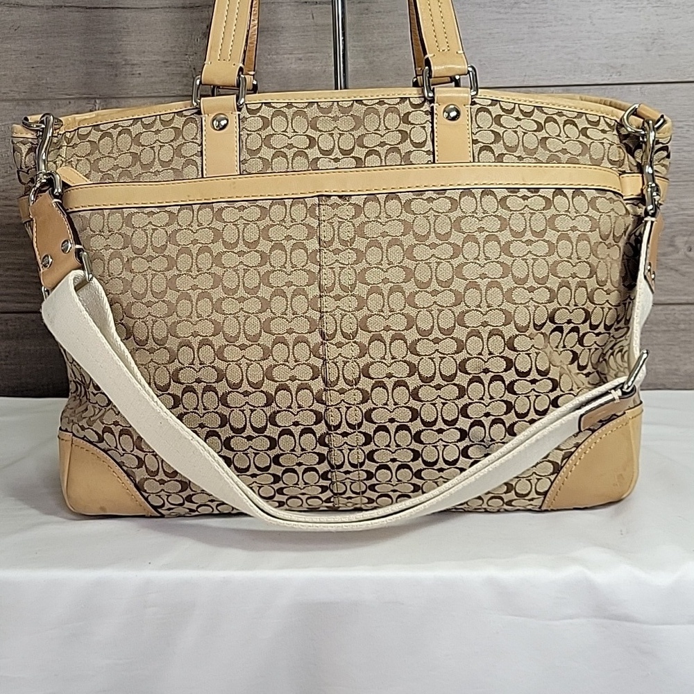 Vintage Coach Signature Canvas/Leather Crossbody Diaper Bag - Picture 5 of 16